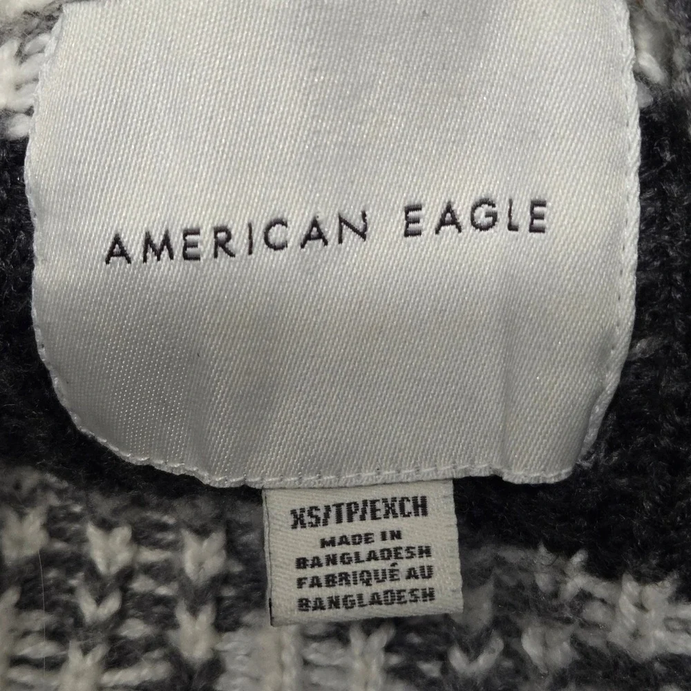American Eagle Softest Sweater Hoodie Mens XS Gray Nordic Snowflake Fair Isle VG